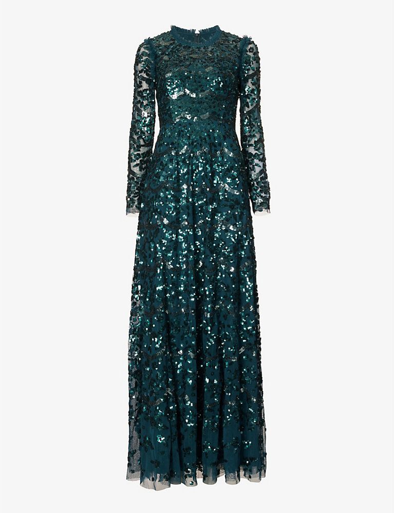 NEEDLE AND THREAD Alicia sequin-embellished recycled polyester gown | Selfridges