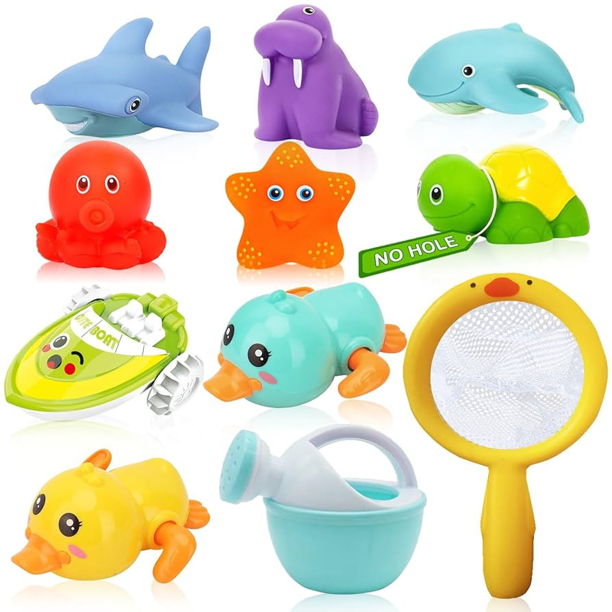 No Hole Bath Toys for Babies 0-6-12 Months+, Wind-up Swimming Ducks & Boat Bath Toys for Kids Age... | Amazon (US)