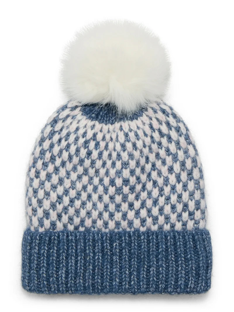 Time and Tru Women's Birdseye Beanie, One Size Fits Most, Blue Combo | Walmart (US)