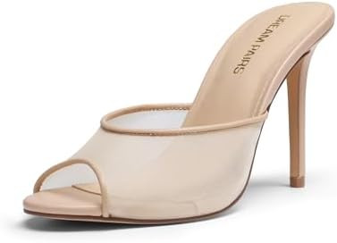 DREAM PAIRS Mule Heels for Women High Heels Stiletto Open Round Peep Toe Mules Sandals Slip on Dr... | Amazon (US)