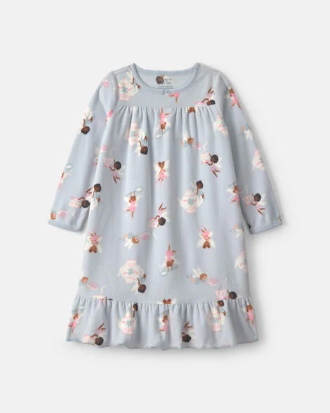 Girls Fairies Fleece Loose Fit Night Gown - Blue | Carter's | Carter's Inc