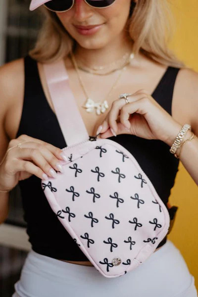 Black & Pink Mini Coquette Bows Belt Bag | Katydid.com