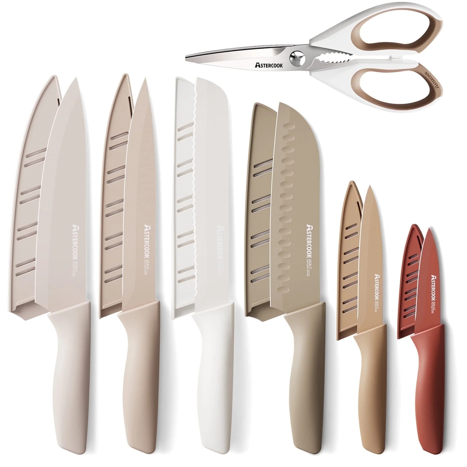 Astercook 7 Pieces Kitchen Knife Set, Knives Set with Anti-Rust Coating, Stainless Steel Chef Kni... | Walmart (US)