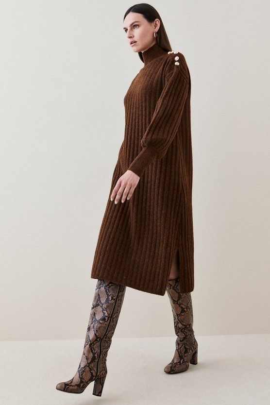 Cosy Yarn Midi Knit Dress | Karen Millen US