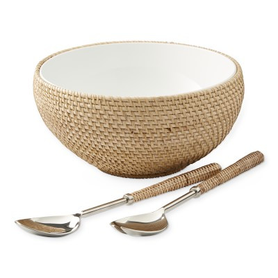 Light Woven Salad Bowl & Servers | Williams-Sonoma