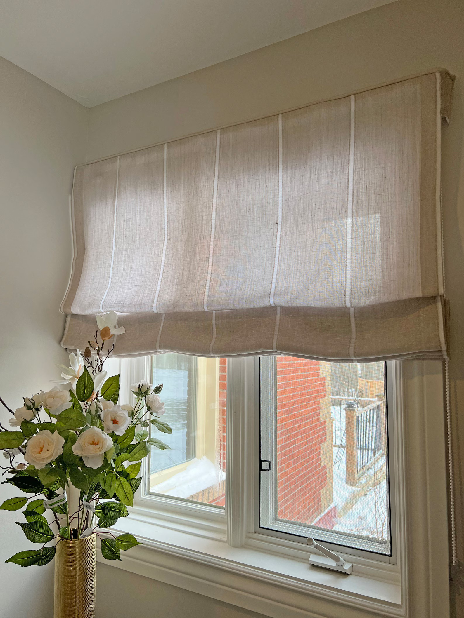 Linen Roman Shades, Sorrento Sand With Chain Mechanism, Italian 100% Linen, Custom Roman Shades, ... | Etsy (US)