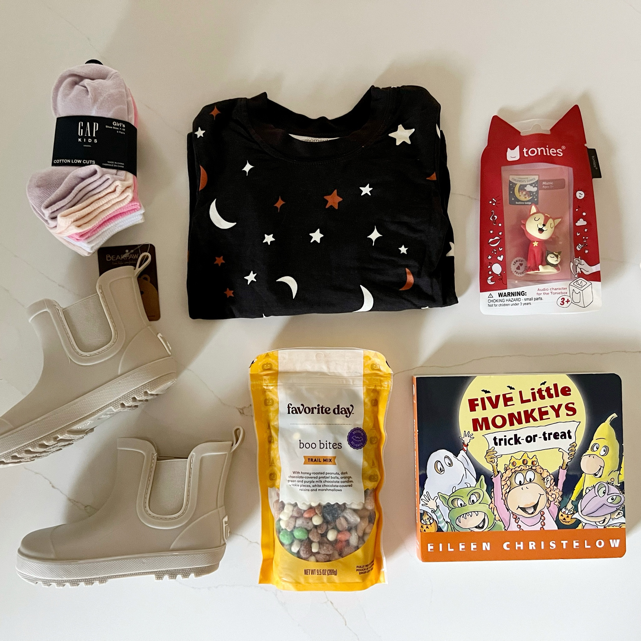 A Boo Basket for my big girl! Savannah is 3.5 years old. I found the book, boots, & socks at TJ Maxx. The snacks and Tonies character are from Target. The jammies are available online at Walmart!

We LOVE our Tonies box and highly recommend it for some screen-free fun!

#LTKHalloween #LTKKids #LTKSeasonal