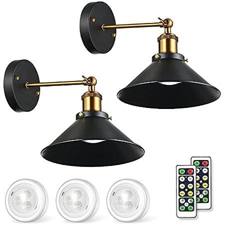 Wall Sconces Set of Two Battery Operated Remote, Non Hardwired Wall Light Fixtures for Indoor Bed... | Amazon (US)