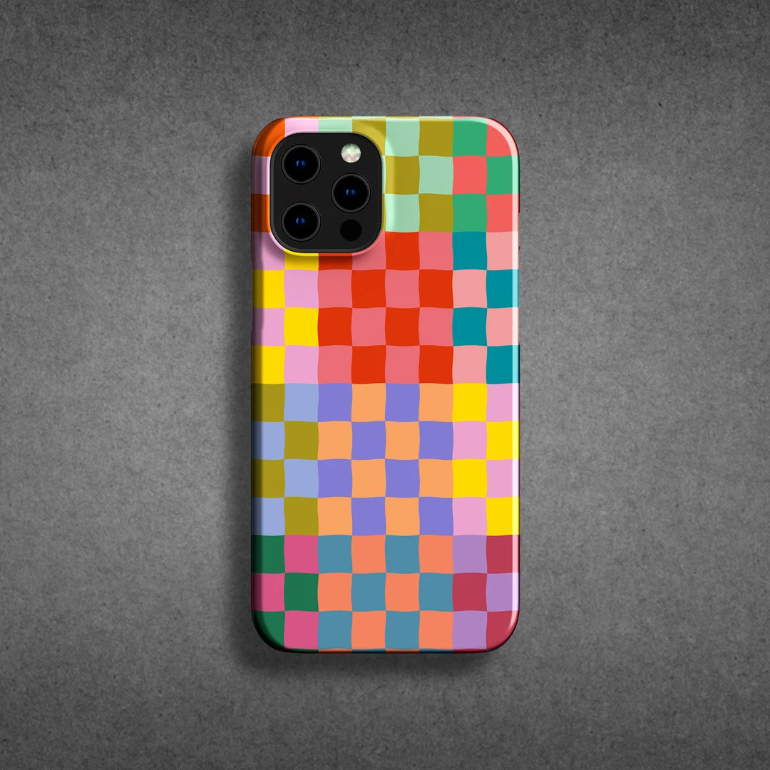 Happy Colorful Checkerboard Phone Case for Apple iPhone 15 - Etsy Canada | Etsy (CAD)
