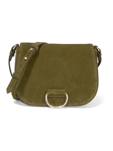 Little Liffner - D Saddle Medium Suede Shoulder Bag - Army green | NET-A-PORTER (UK & EU)