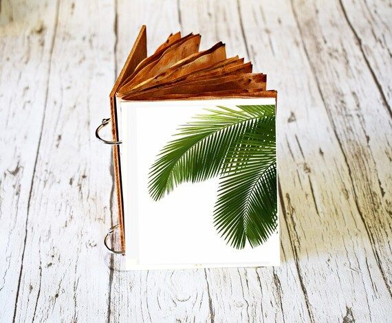 Tropical voyage Journal book gift, Palm leaf Travеl book, small notebook, Palm tree hand engrave... | Etsy (US)