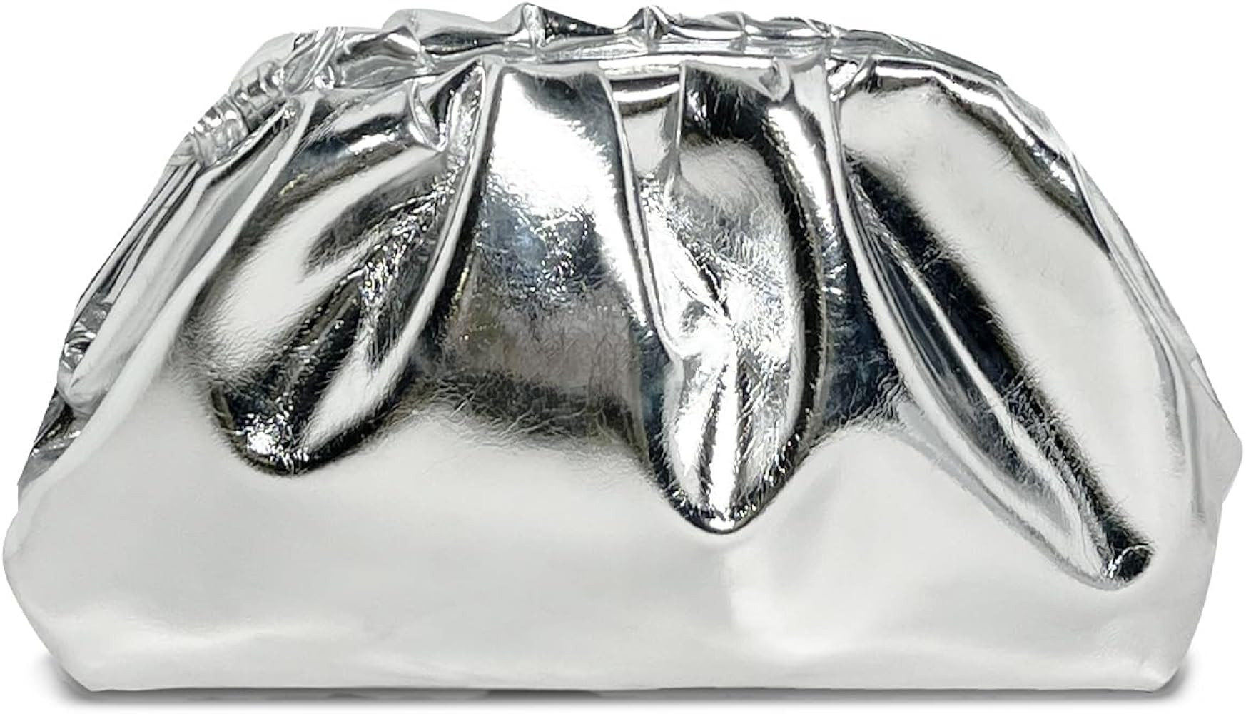 Huralona Dressy Pleated Vegan Leather Clutch Ruched Bag Purse Metallic PU Clutch Cloud Dumpling B... | Amazon (US)