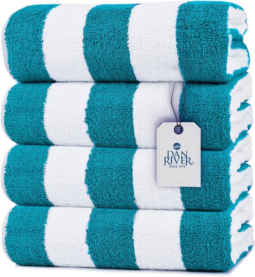 DAN RIVER 100% Cotton Beach Towels Set Pack of 4, Quick Dry & Ultra Soft 30”x60” Oversized Ca... | Amazon (US)