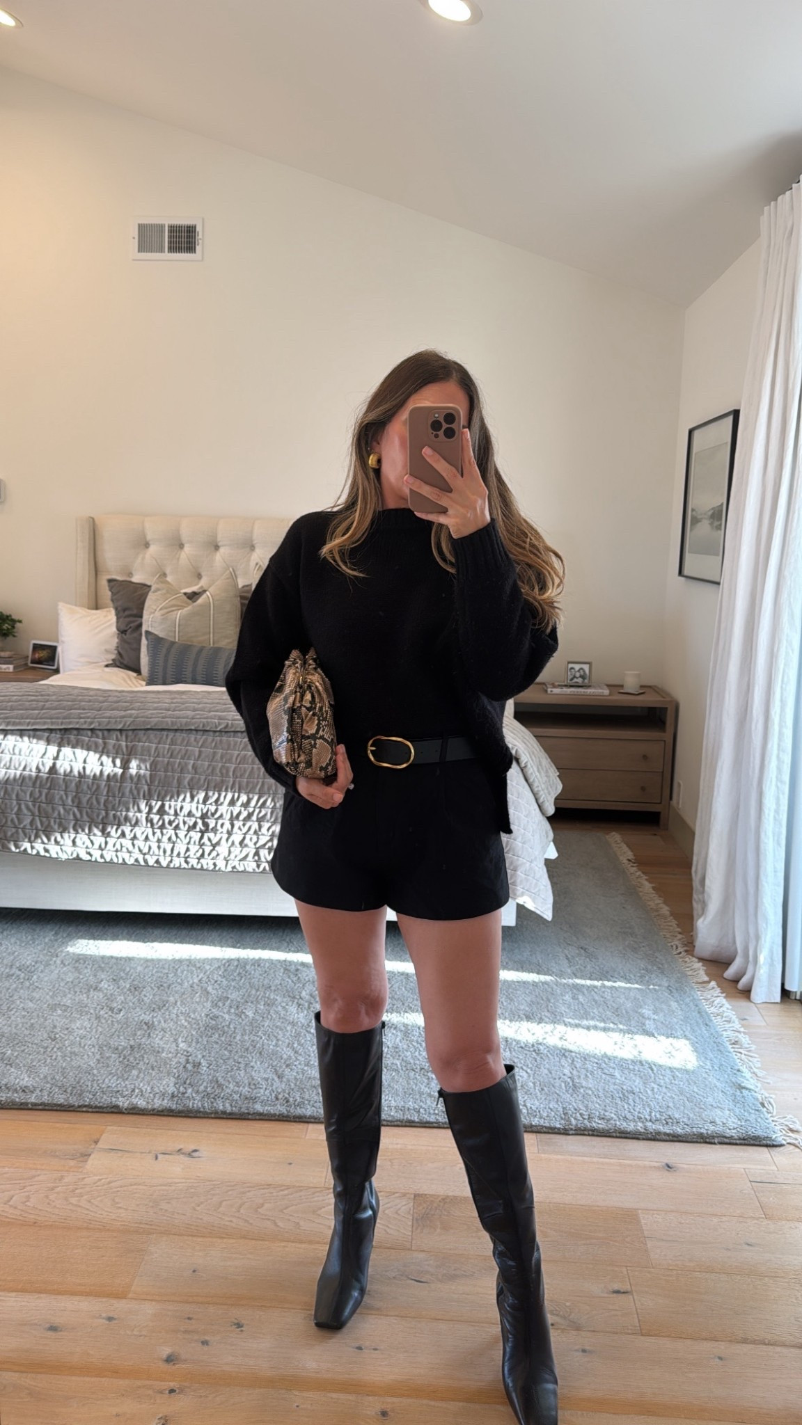 Headed to Girl Dinner 

Sweater is Zara.

#boots
#kneehighboots
#blackboots
#belt
#blackbelt
#blacksweater 
#clutch
#blackshorts
#shorts

#LTKootd #LTKSeasonal