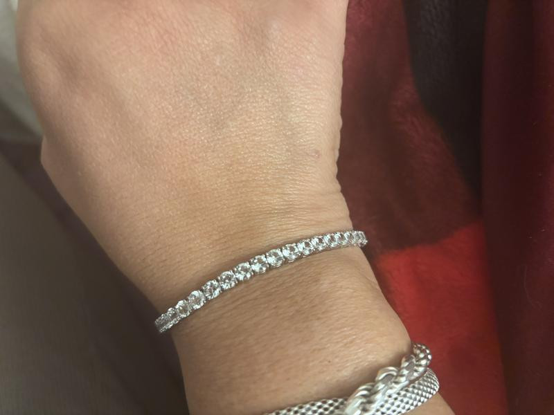 Lab Grown White Sapphire Tennis Bracelet ( 4-1/4 ct. t.w.) in Sterling Silver (Also Available in ... | Macy's