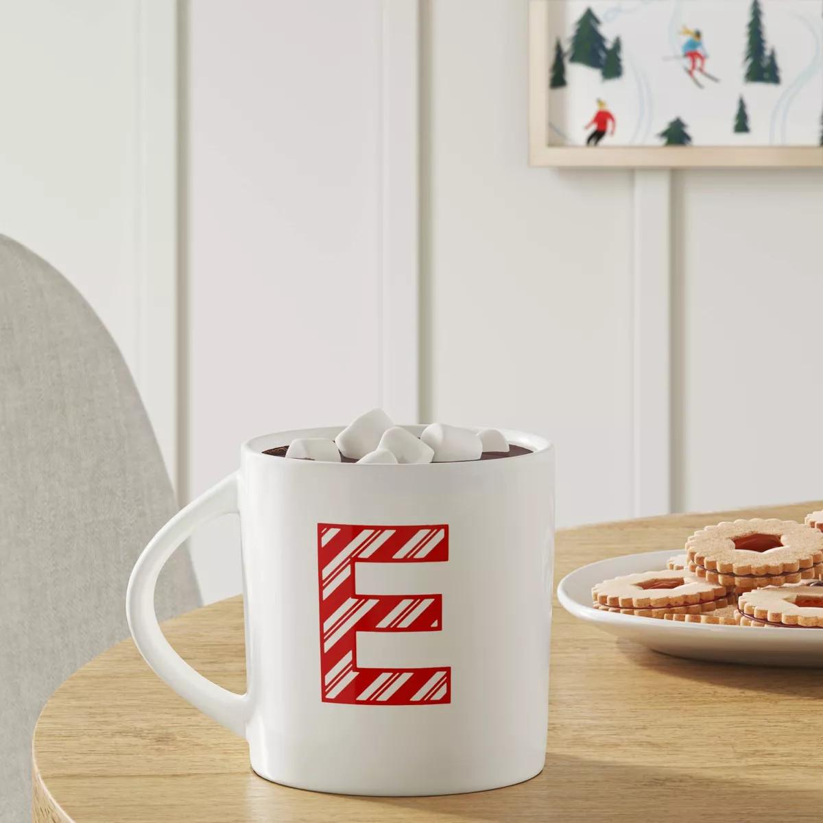 16oz Christmas Stoneware Monogram Mug White - Wondershop™ | Target