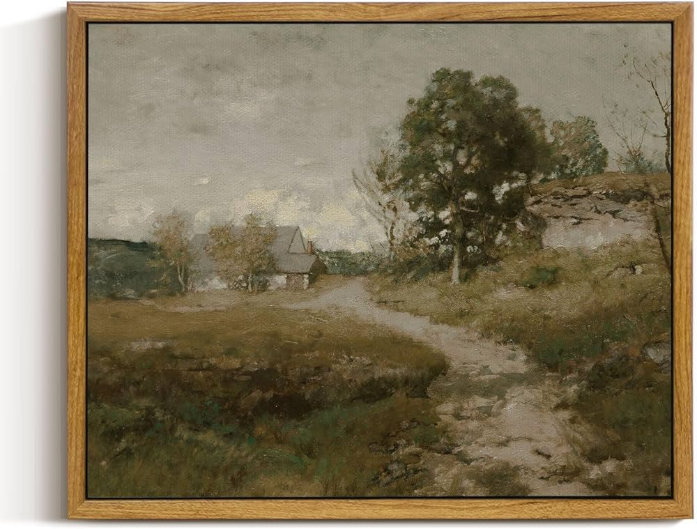 InSimSea Framed Canvas Wall Art Vintage Decor, Retro Room Decor, Rural Path Landscape Wall Painti... | Amazon (US)