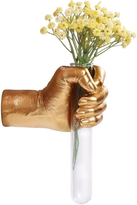 Gold Hand Vase, Wall Mounted Decor - Hanging Statue for Living Rooms & Entrance, Funky Art Sculpt... | Amazon (US)