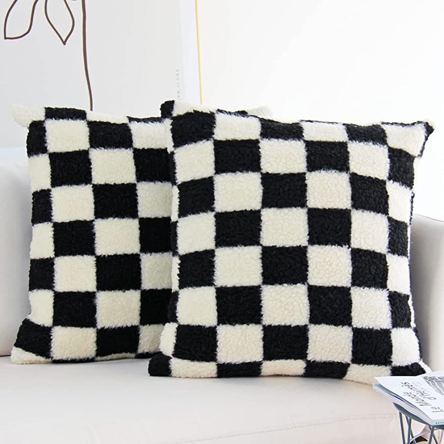 JOJUSIS Decorative Throw Pillow Covers Luxury Style Checkerboard Pattern Cushion Case Super Soft ... | Amazon (CA)