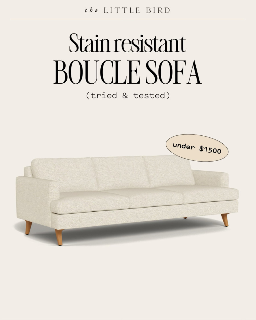 Style meets functionality with the stain resistant Albany Park Barton Boucle Sofa!