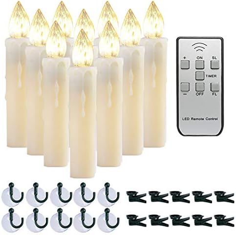 Homemory 10 PCS LED Window Candles with Remote Timer, Battery Operated Flameless Taper Christmas ... | Amazon (US)