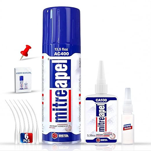Amazon.com: MITREAPEL CA Glue with Activator Kit (3.5oz+13.5fl oz) Instant Bond Professional Cyan... | Amazon (US)