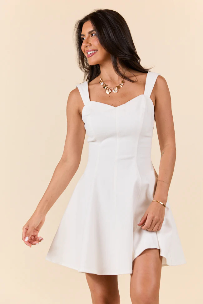 The Perfect Moment White Flare Denim Mini Dress | Pink Lily