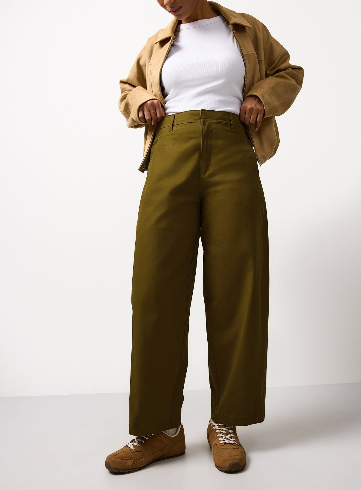 Green Twisted Seam Barrel Leg Trousers | Tu Clothing
