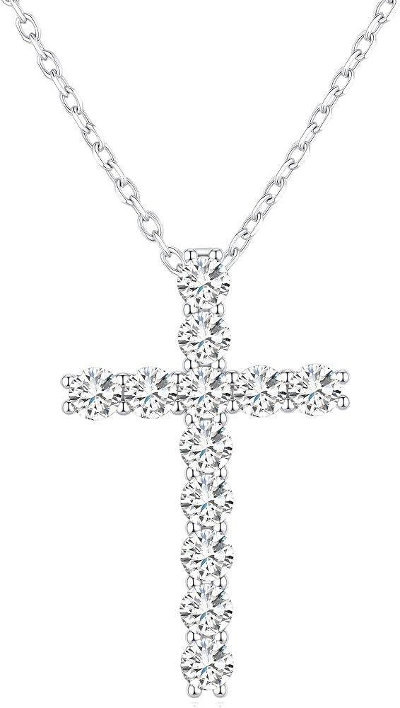 MOOSEA Mothers Day Gifts - Moissanite Cross Necklaces for Women, 1.2-2.4 Carat Lab Created Moissa... | Amazon (US)