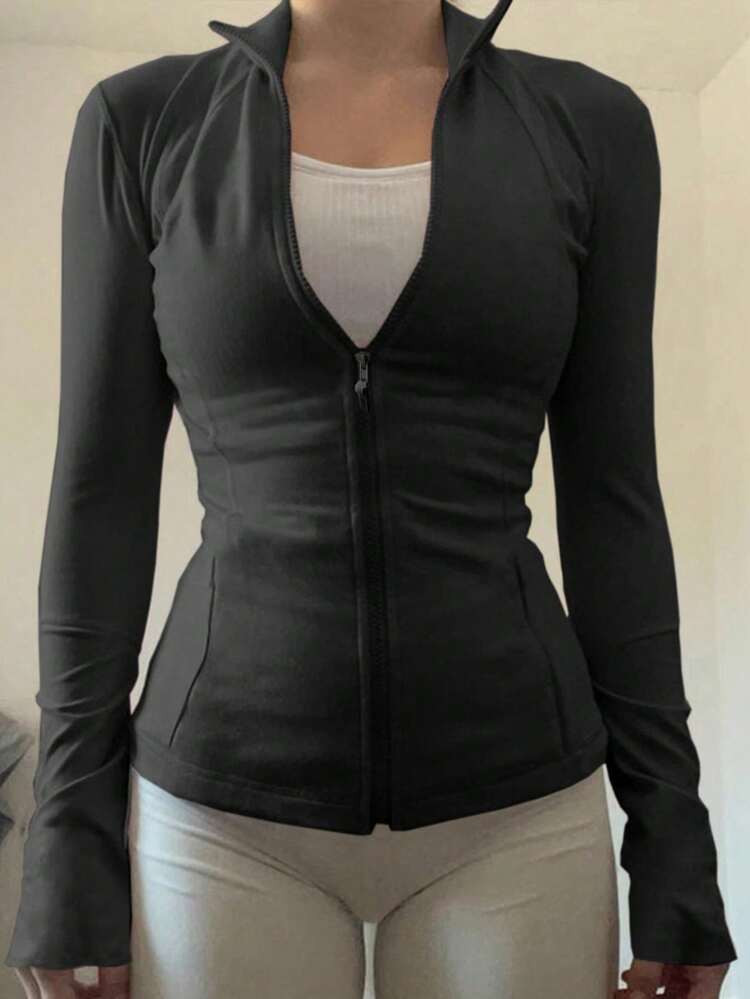 DAZY Women's Regular Fit Casual Sport Zip-Up Bomber Jacket, Spring,Fall Women Clothes Women Coats | SHEIN