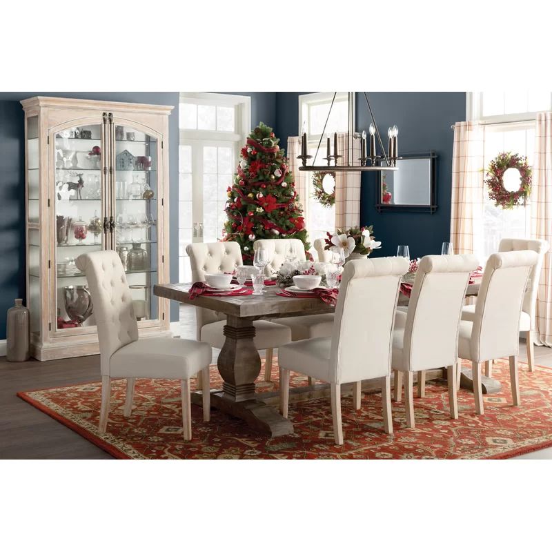 Kinston 94'' Pine Solid Wood Trestle Dining Table | Wayfair North America