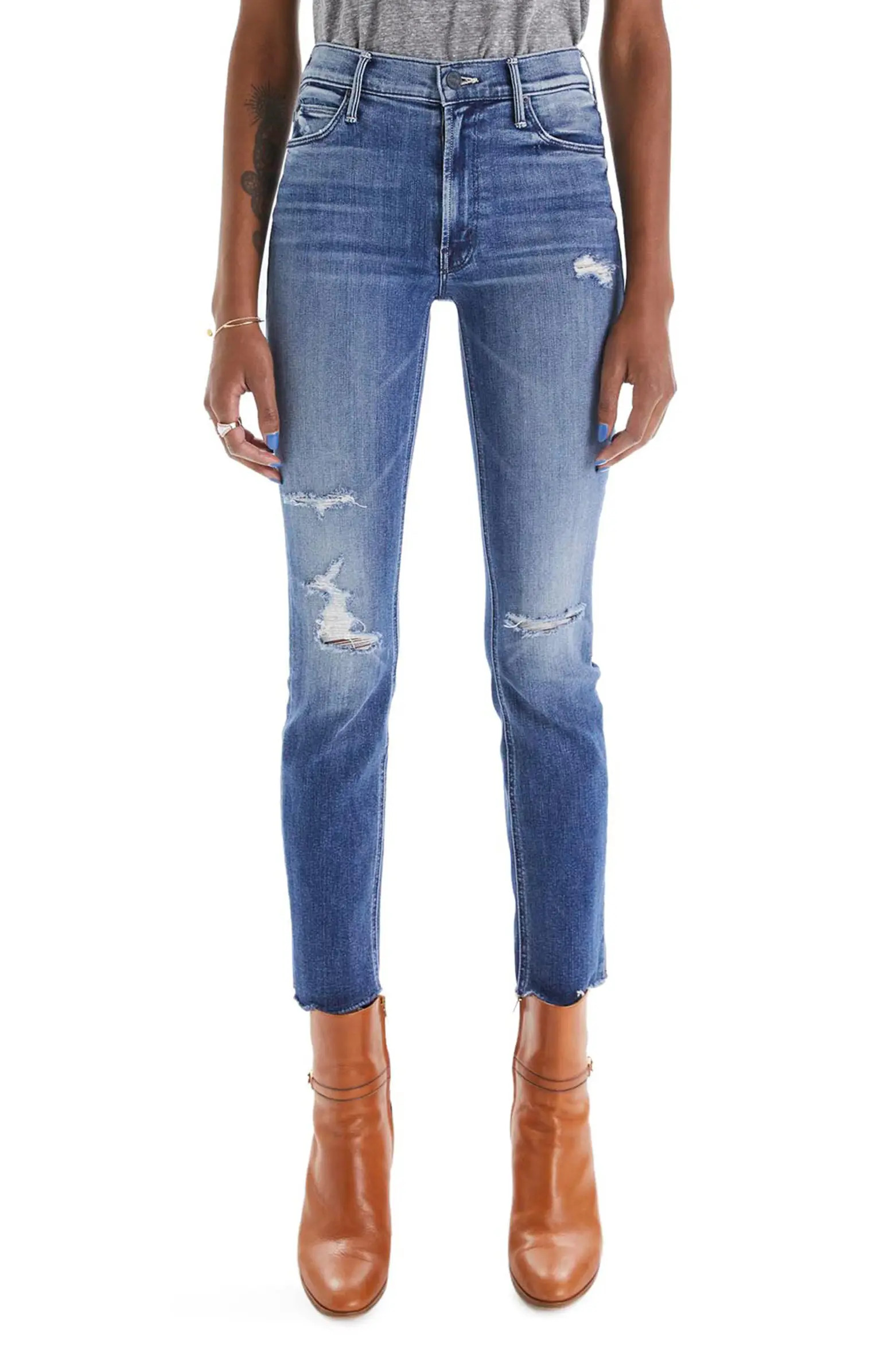 MOTHER The Dazzler Crop Fray Hem Skinny Jeans | Nordstrom | Nordstrom