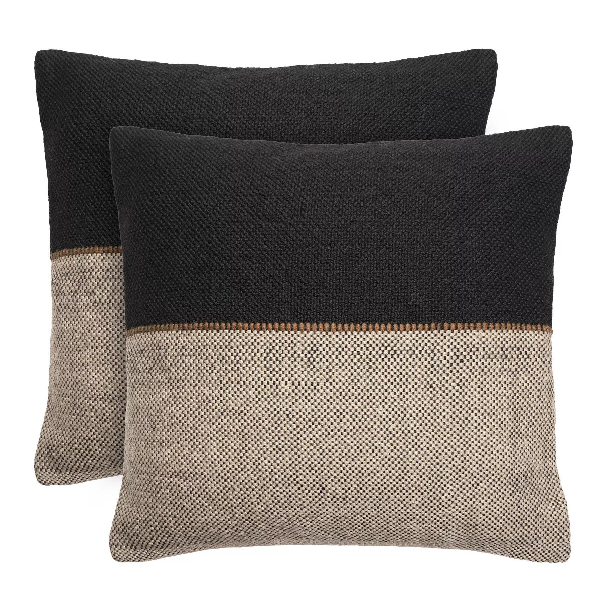 20x20” Outdoor Pillow Covers, Set of 2 - Half Black Solid Geometric Polyester Woven Decorative ... | Target