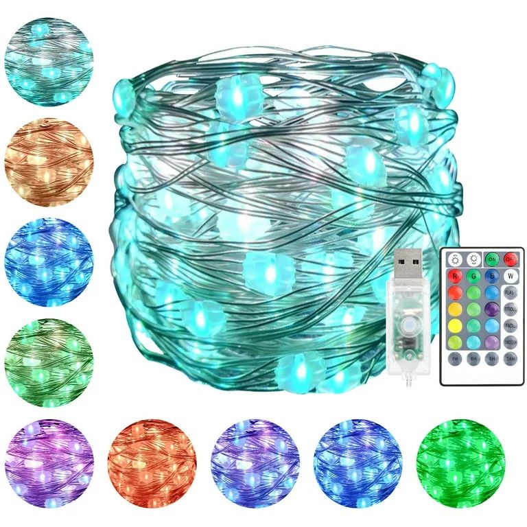 Fairy String Lights USB Powered, 16 Colors Changing String Lights 33ft 100 LED Waterproof Twinkle... | Walmart (US)
