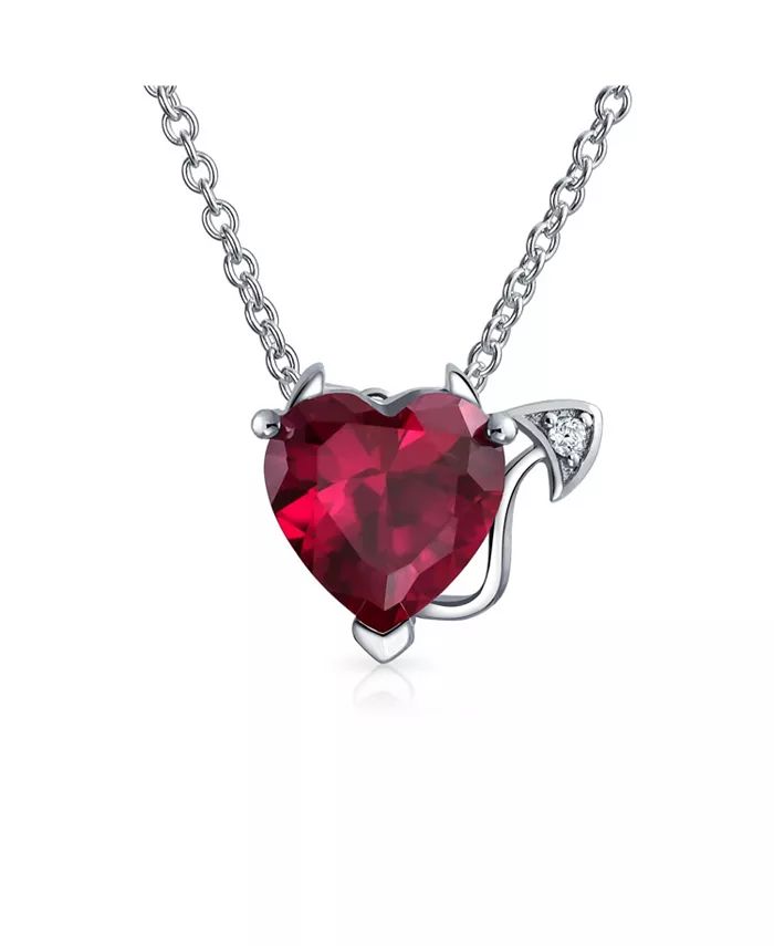 Romantic Promise Valentine Cubic Zirconia Ruby Red AAA CZ Devil Heart Pendant Necklace For Women ... | Macy's