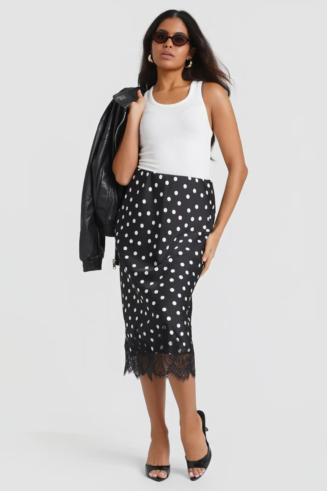 Black Needs No Label & White Polka Dot Lace Mix Skirt | Debenhams | Debenhams UK