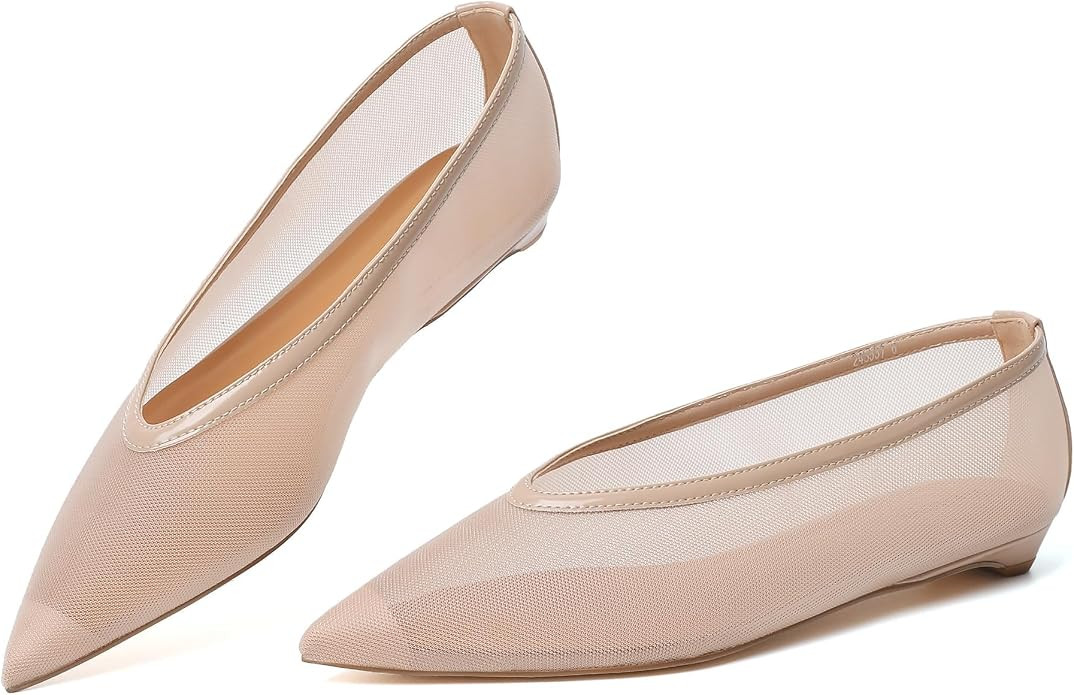 Flats for Womens Closed Pointed Toe Ballet Flats Dressy Work Flats | Amazon (US)