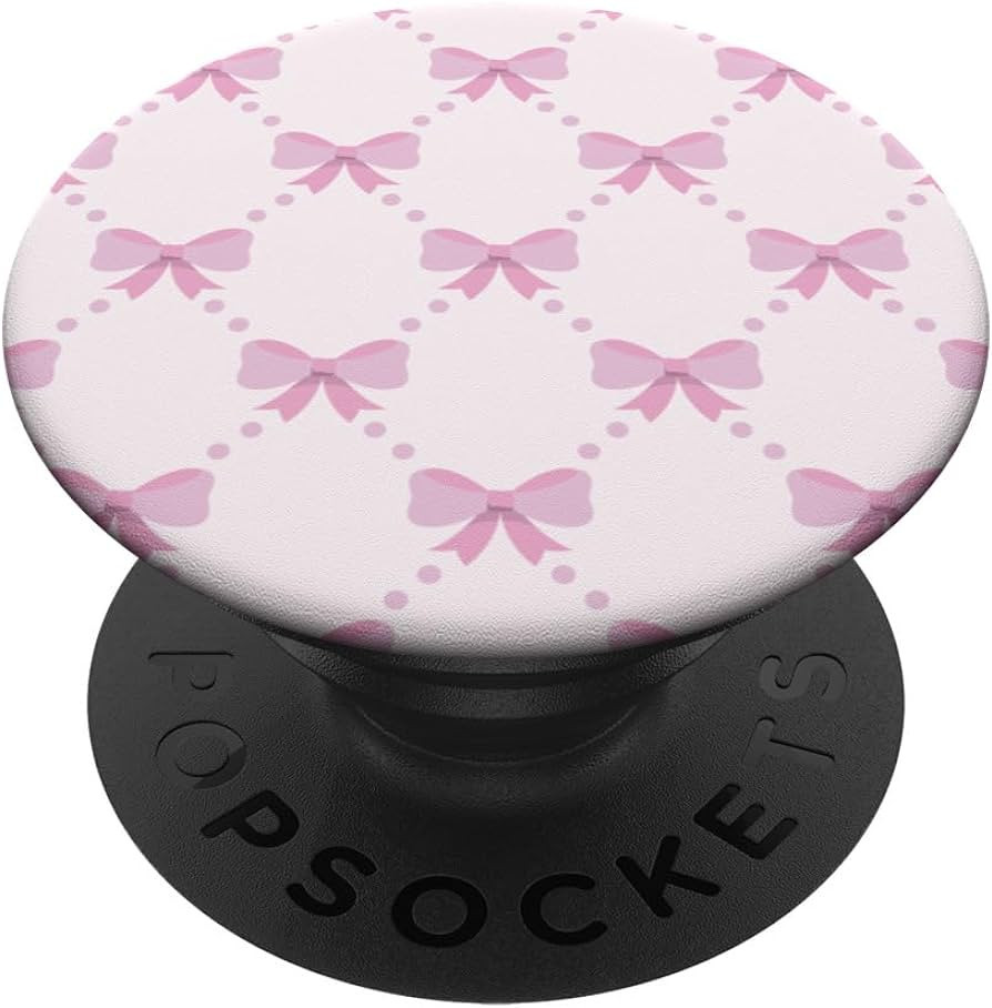 Aesthetic Pink Bow Pattern PopSockets Standard PopGrip | Amazon (US)