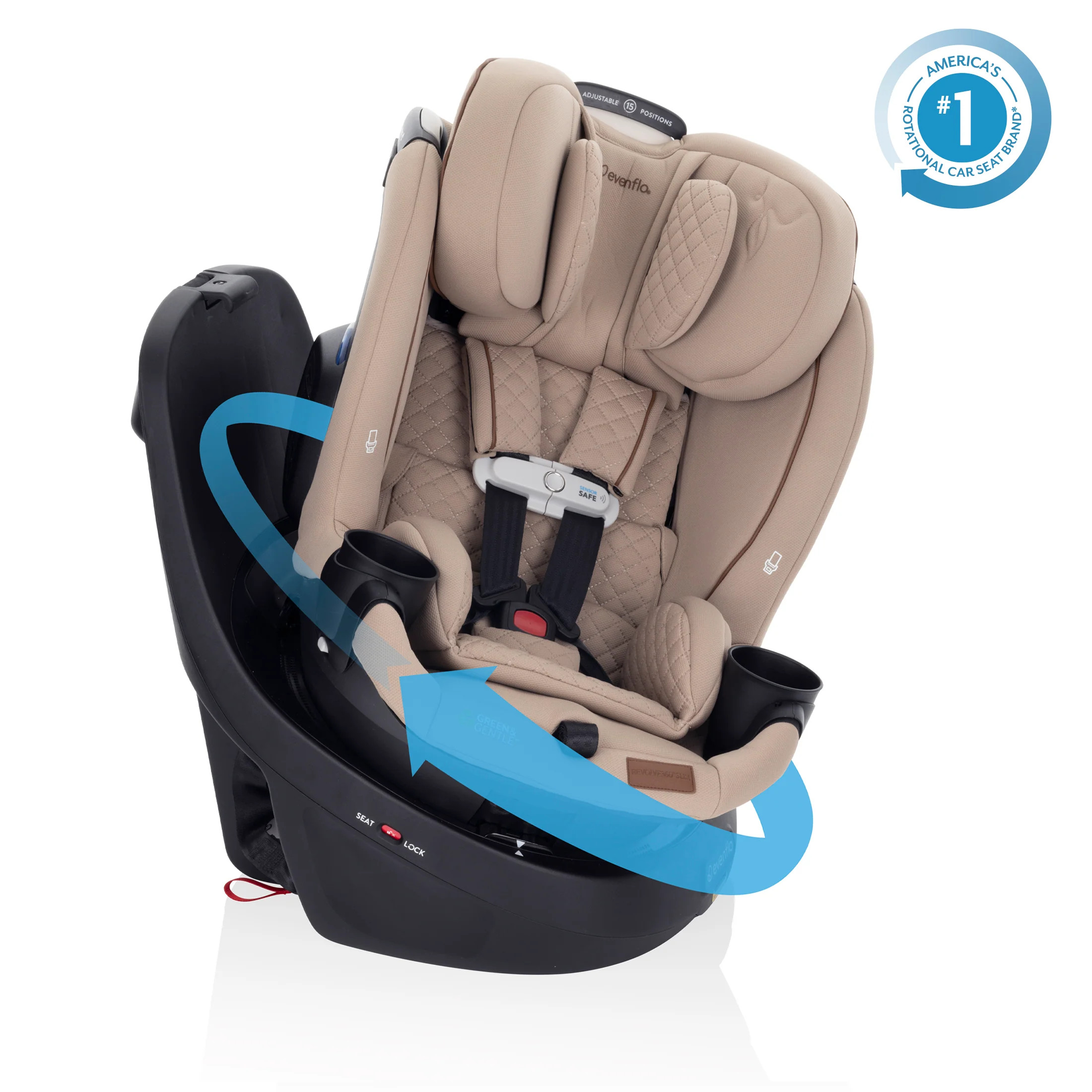 Revolve360 Slim 2-in-1 Rotating Car Seat with Green & Gentle Fabric - Evenflo® Official Site | Evenflo Company