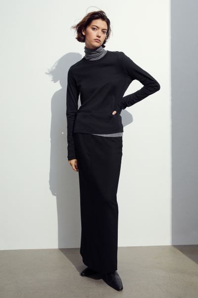 Silk-blend top - Dark grey - Ladies | H&M GB | H&M (UK, MY, IN, SG, PH, TW, HK)