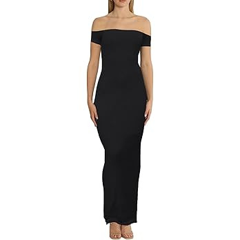 AnotherChill Women's Casual Soft Lounge Maxi Off-Shoulder Dress Slim Mermaid Tail Long Dresses fo... | Amazon (US)