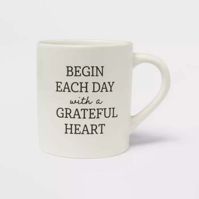 16oz Stoneware Begin Each Day with a Grateful Heart Mug - Threshold&#8482; | Target