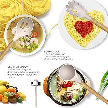 Silicone Cooking Utensils Set - 446°F Heat Resistant Silicone Kitchen Utensils for Cooking,Kitch... | Amazon (US)