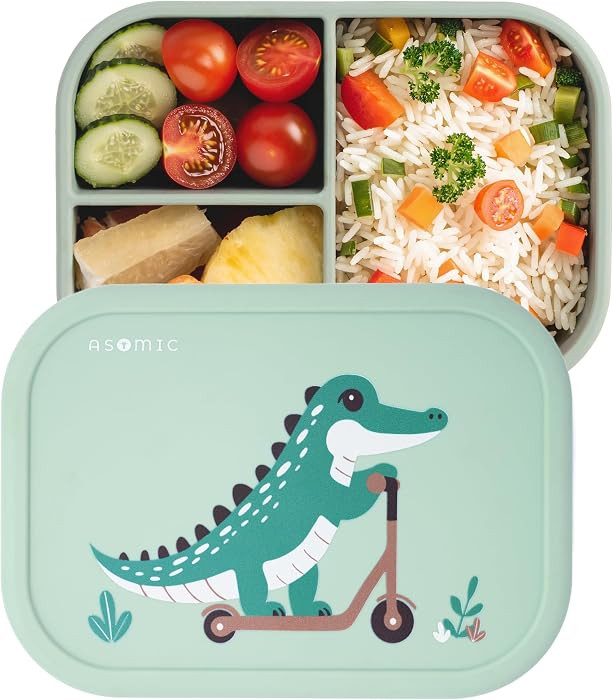 ASOMIC\u00ae Silicone Bento Box for Toddlers & Kids | Leakproof, 3 Compartments, BPA-Free | Micro... | Amazon (US)