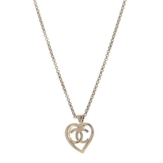 Metal CC Heart Coco Pendant Necklace Gold | FASHIONPHILE (US)