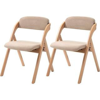 HOMEFUN Folding Wooden Stackable Dining Chairs with Khaki Padded Seats (Set of 2) HFHDOF-058KK - ... | The Home Depot