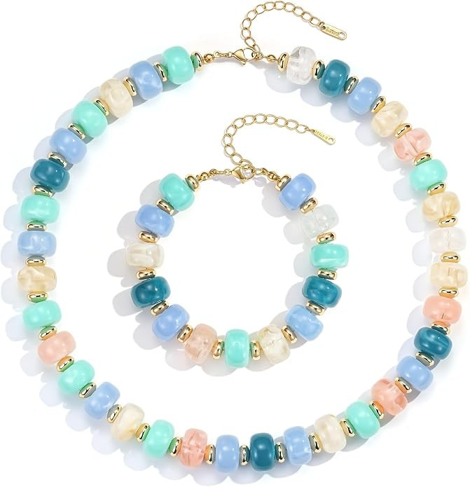 Joo&Rind Chunky Beaded Necklace for Women Colorful Bead Necklaces Bohemian Large Beads Necklace J... | Amazon (US)