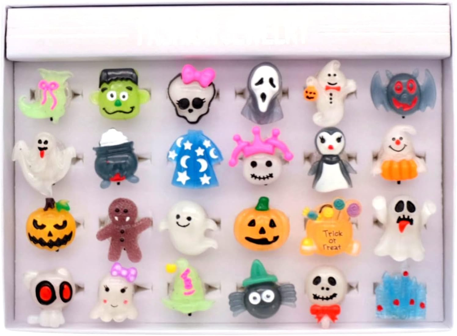 Ompellus Halloween LED Light Up Rings, 24 Pcs Fluorescent and Flashing Ring For Halloween Party F... | Amazon (US)