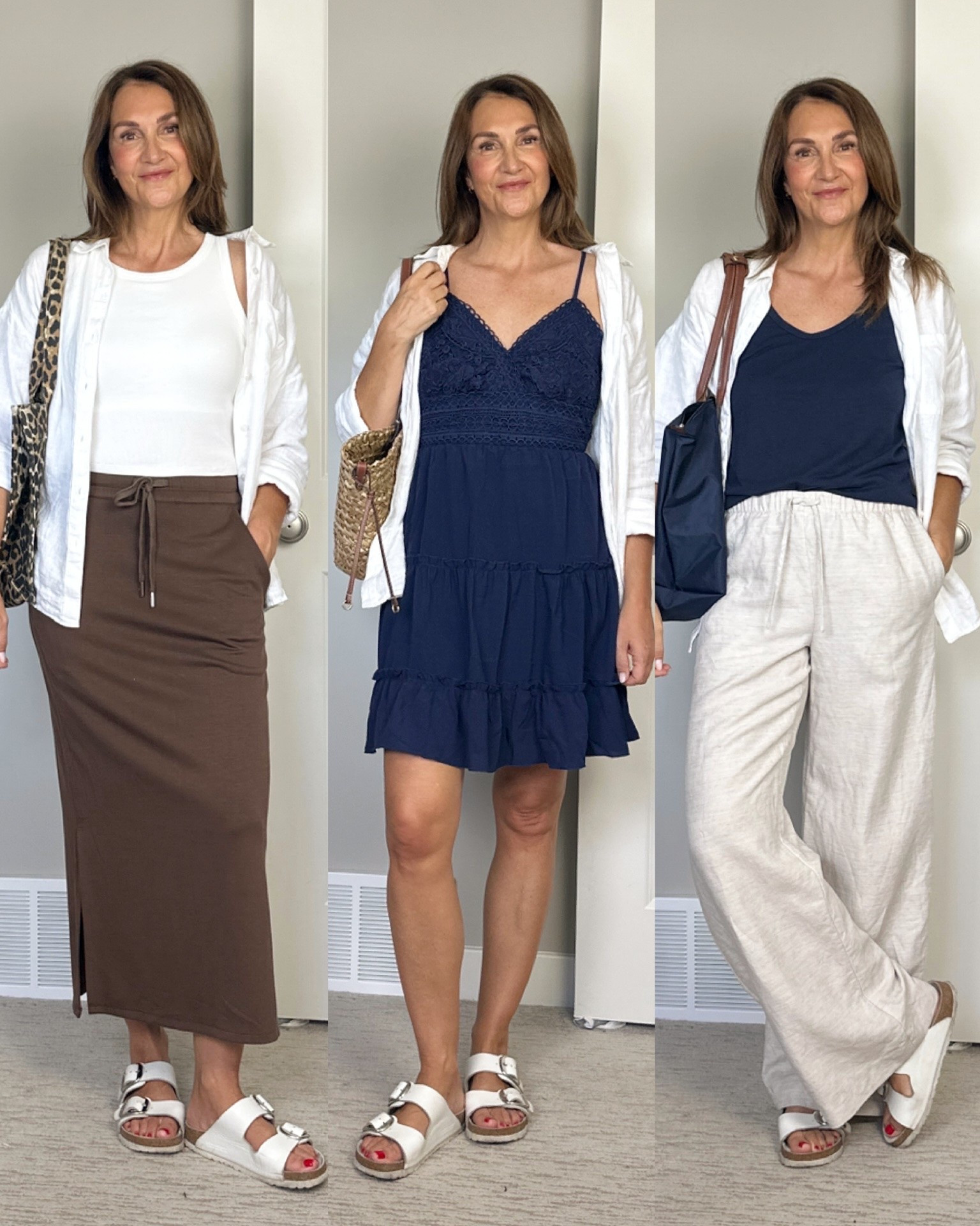 Summer uniforms that never fail me: white linen shirt and white Birkenstocks! Easy, classic and fresh, pair with any base. Linked what I could, everything fits tts

#LTKootd #LTKSeasonal