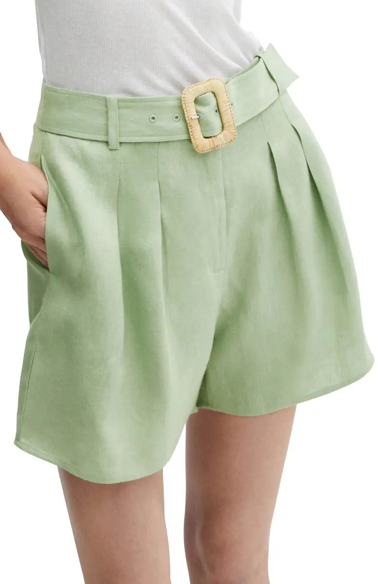 MANGO Belted Linen Shorts | Nordstrom | Nordstrom